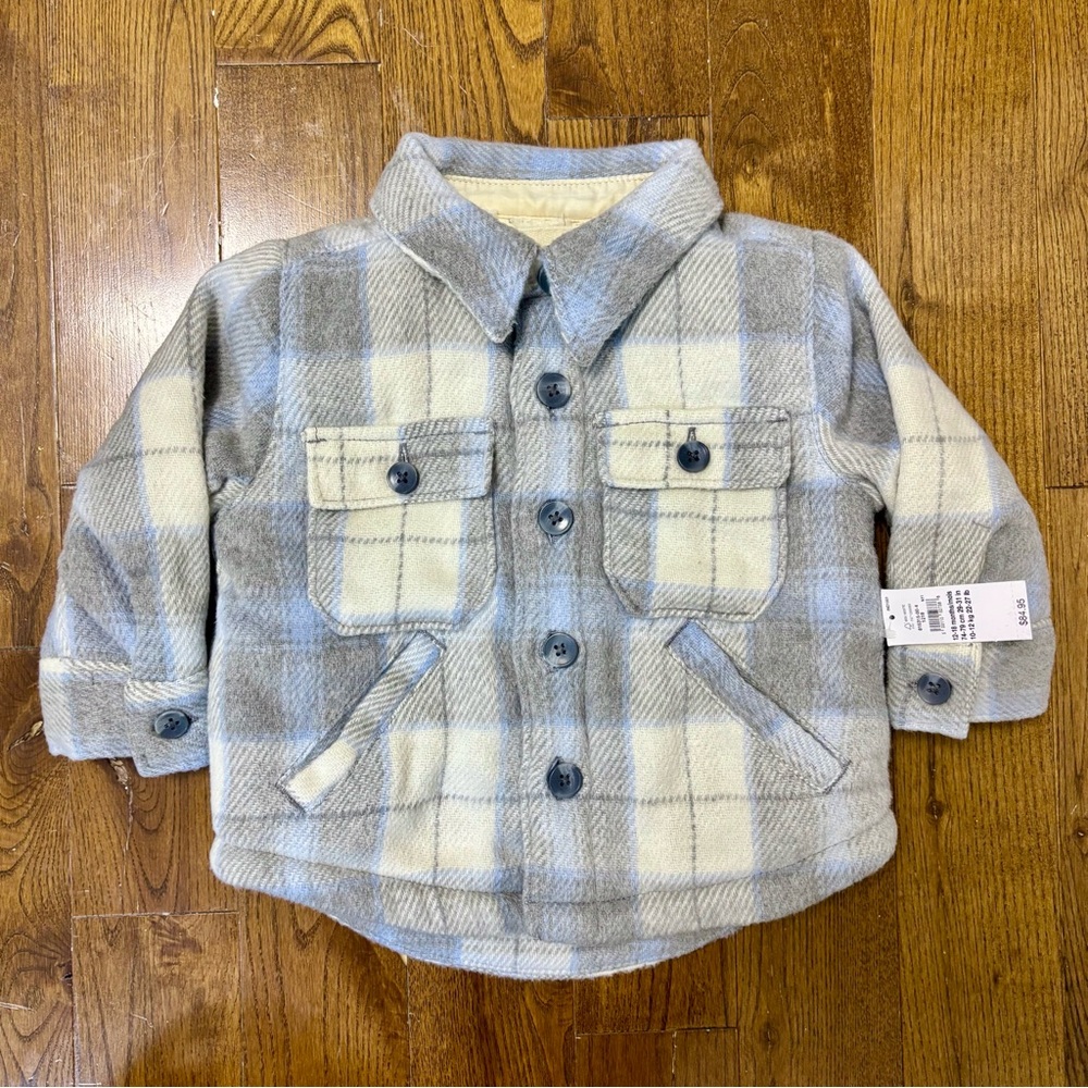 GAP Gray and Cream Plaid Kids Jacket